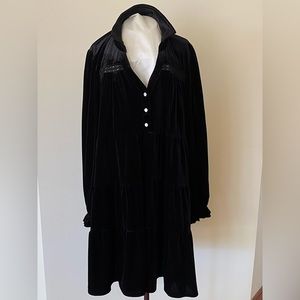 Umgee Black Velvet dress, 1XL, 38” neck to hemline, $50